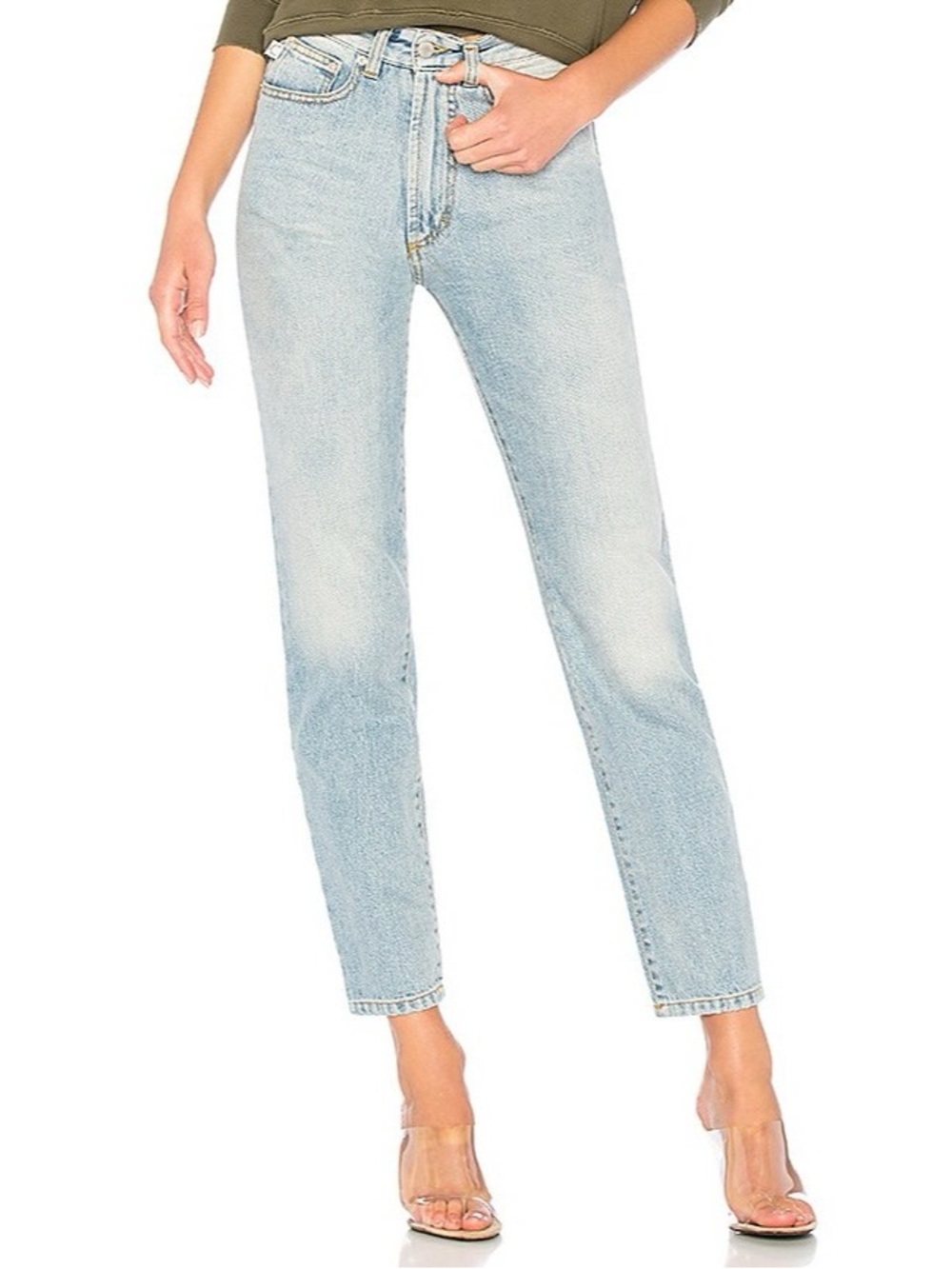 Fiorucci || Tara Classic Tapered Jeans in Light Vintage Wash Blue 26